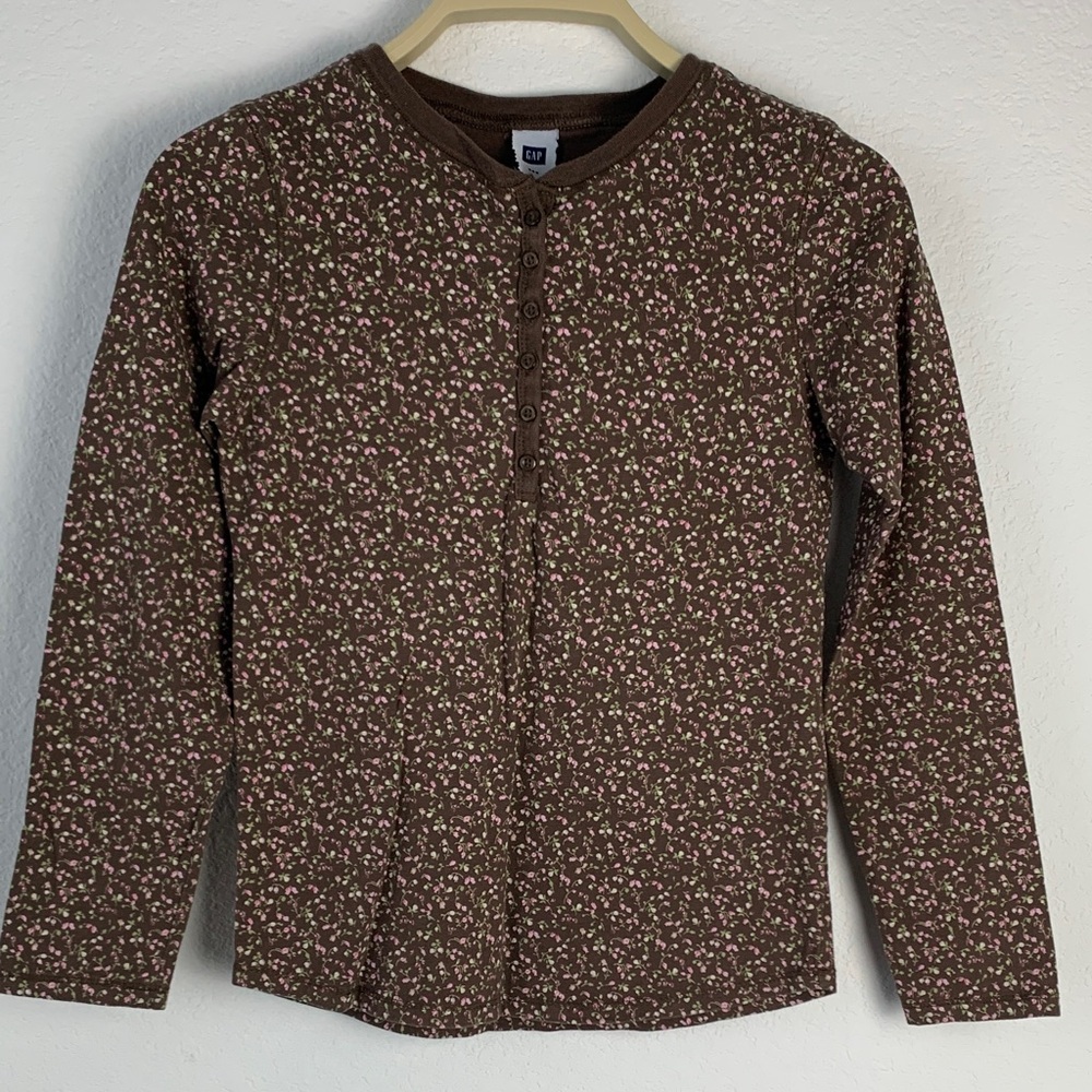 GAP Brown Floral Long Sleeve Tee